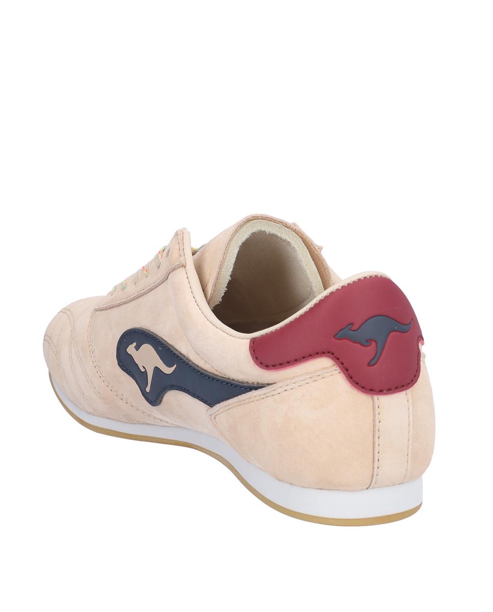 Zapatillas deportivas de mujer de piel con cierre de cordones y logotipo lateral - Kangaroos - Nude Nude-5