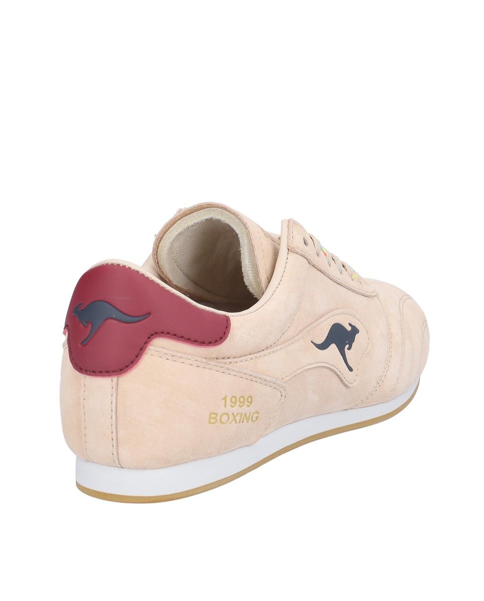 Zapatillas deportivas de mujer de piel con cierre de cordones y logotipo lateral - Kangaroos - Nude Nude-6