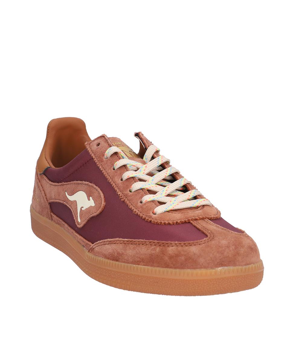Zapatillas deportivas de mujer de piel con logotipo lateral - Kangaroos - Burdeos Burdeos-3
