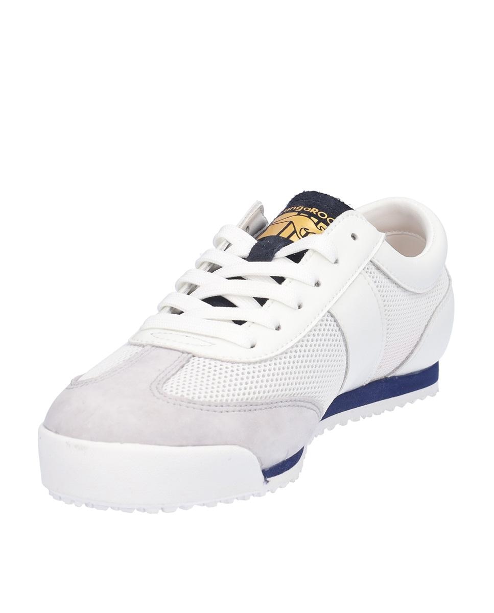 Zapatillas deportivas de mujer de piel troquelado con franja lateral de rayas - Kangaroos - Blanco Blanco-2