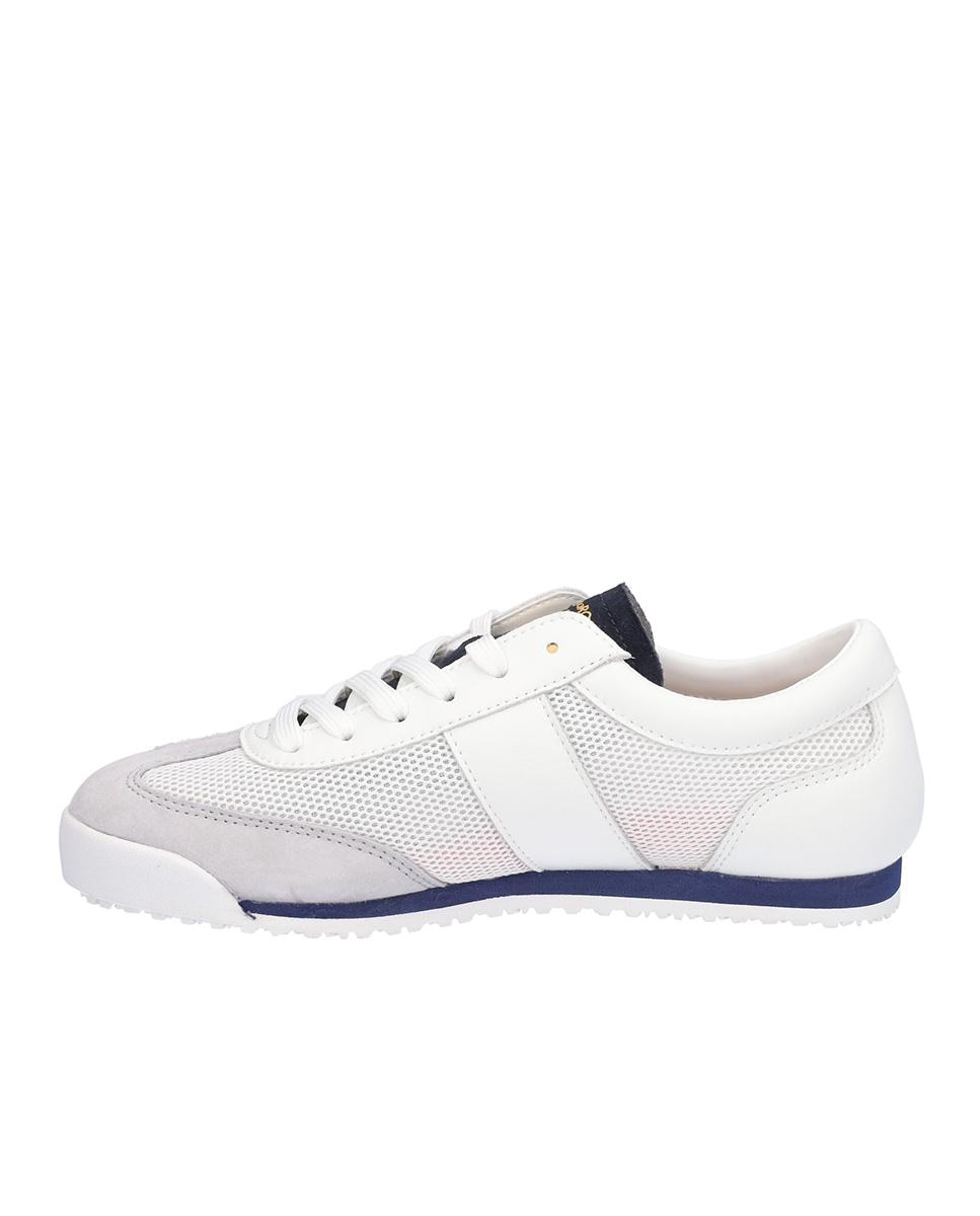 Zapatillas deportivas de mujer de piel troquelado con franja lateral de rayas - Kangaroos - Blanco Blanco-4