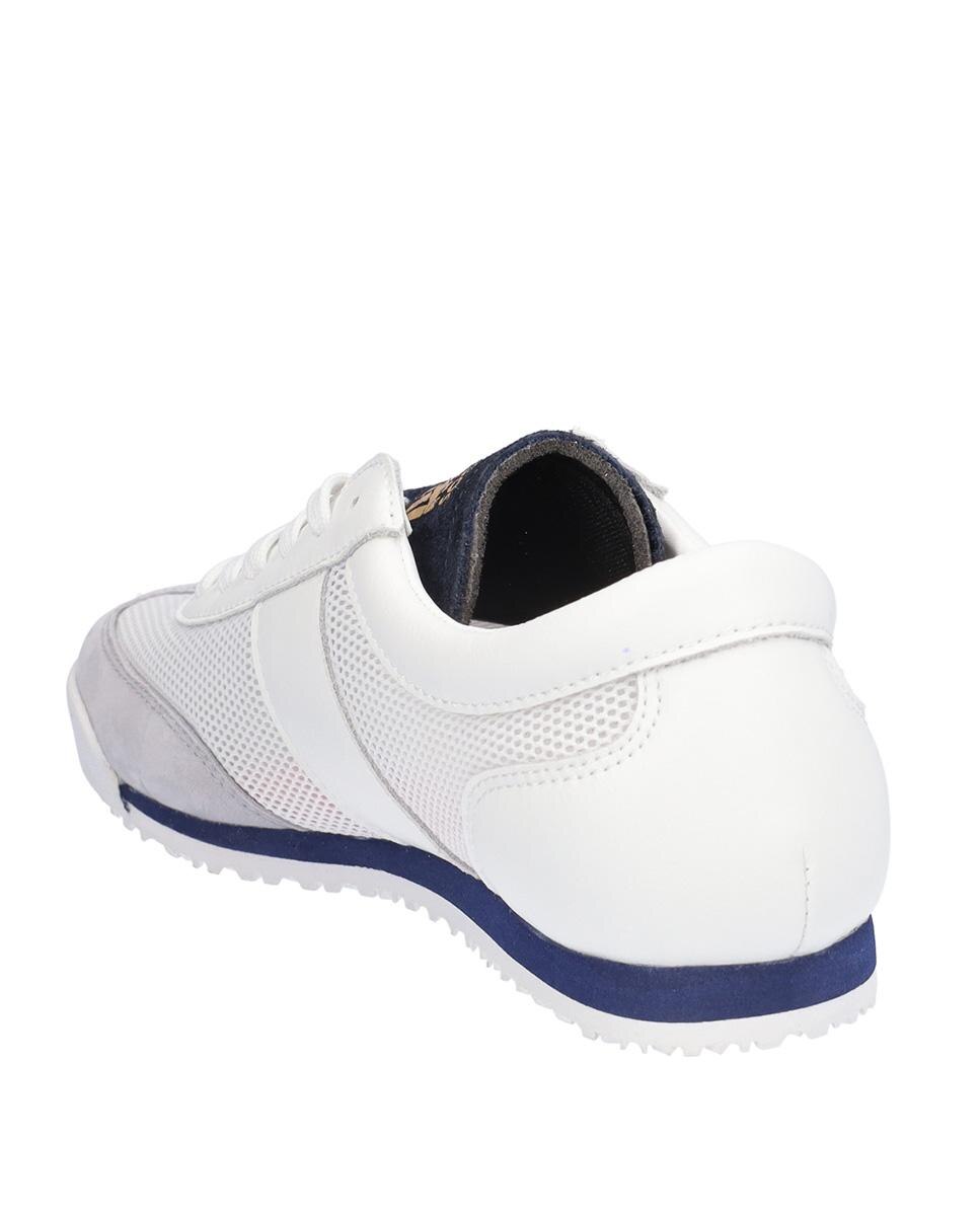 Zapatillas deportivas de mujer de piel troquelado con franja lateral de rayas - Kangaroos - Blanco Blanco-5
