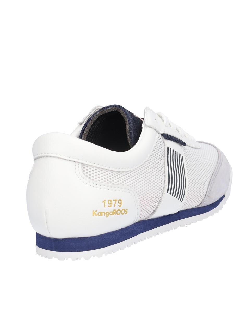 Zapatillas deportivas de mujer de piel troquelado con franja lateral de rayas - Kangaroos - Blanco Blanco-6