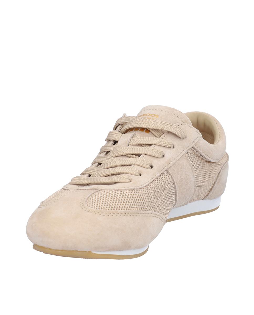 Zapatillas deportivas de mujer de piel troquelado con franja lateral de rayas - Kangaroos - Beige Beige-2