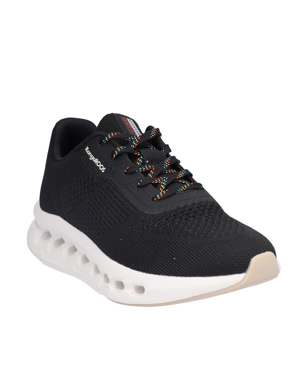 Zapatillas deportivas de mujer con cierre de cordones y suela a contraste - Kangaroos - Negro Negro-3