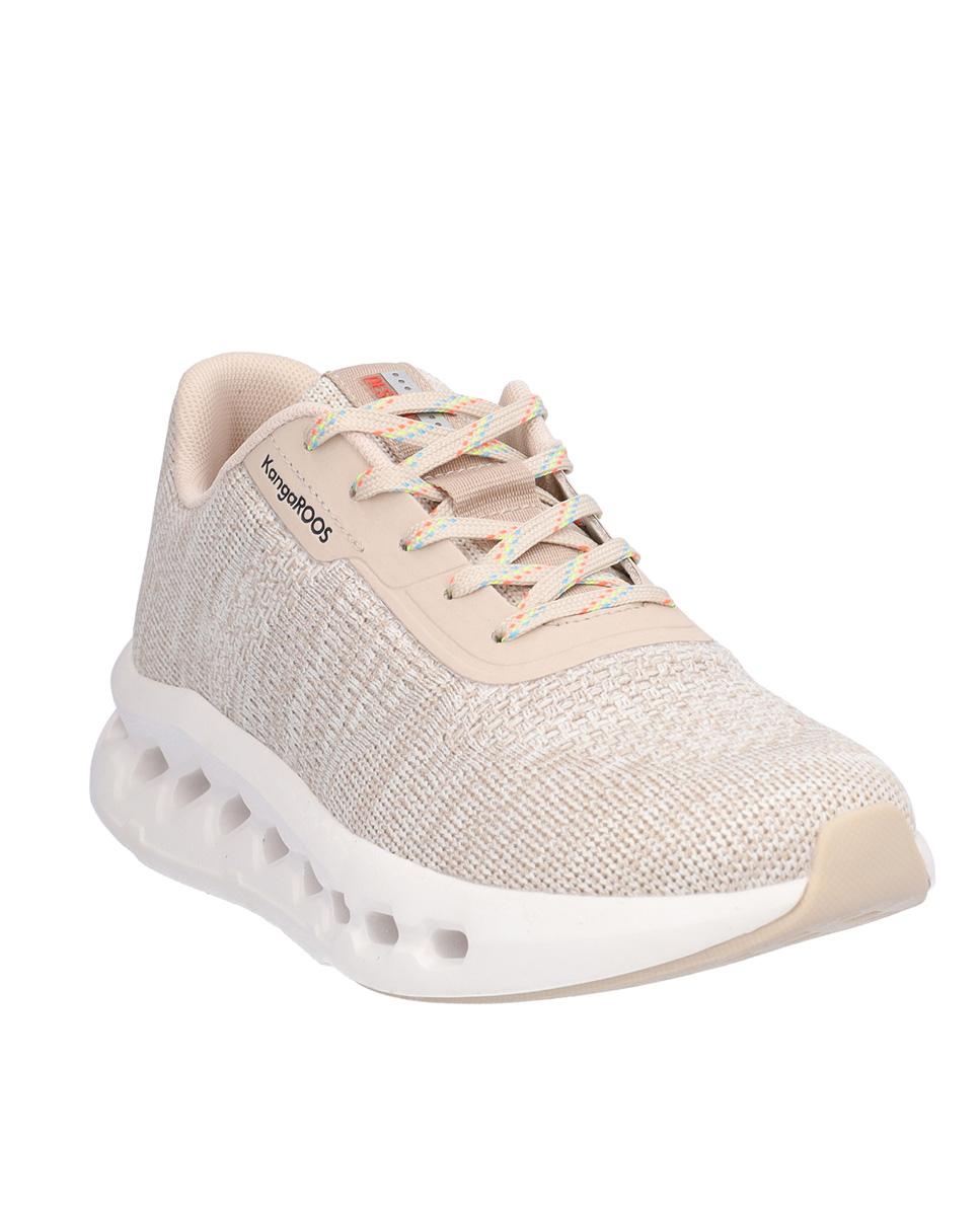 Zapatillas deportivas de mujer con cierre de cordones y suela a contraste - Kangaroos - Beige Beige-3