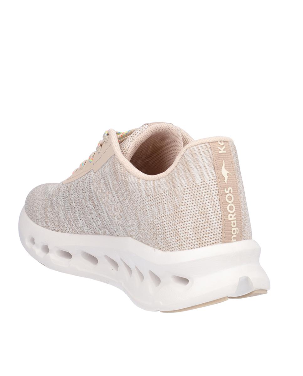 Zapatillas deportivas de mujer con cierre de cordones y suela a contraste - Kangaroos - Beige Beige-5