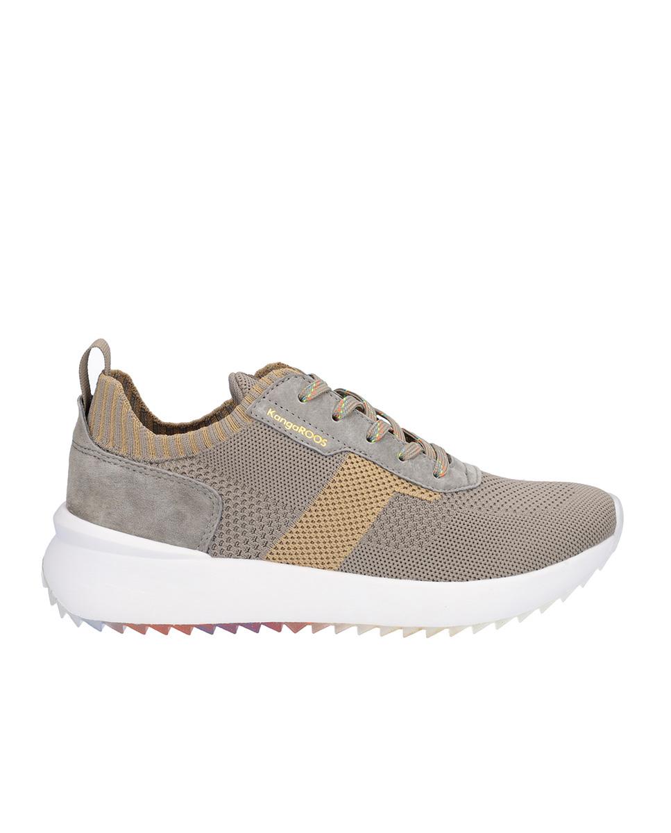 Imagen 0 de Zapatillas deportivas de mujer de piel troquelada con suela a contraste Kaki