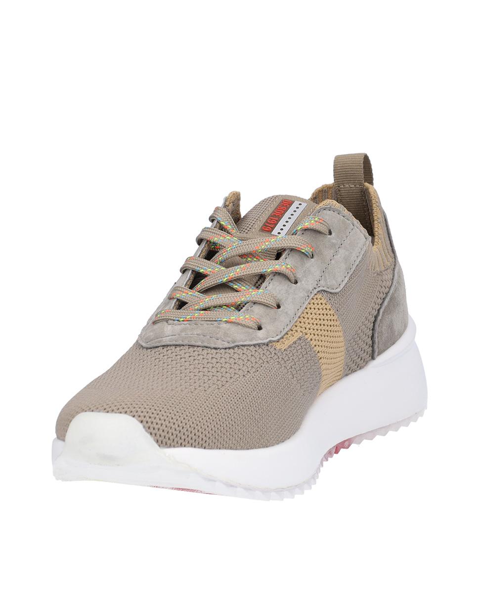 Zapatillas deportivas de mujer de piel troquelada con suela a contraste - Kangaroos - Kaki Kaki-2