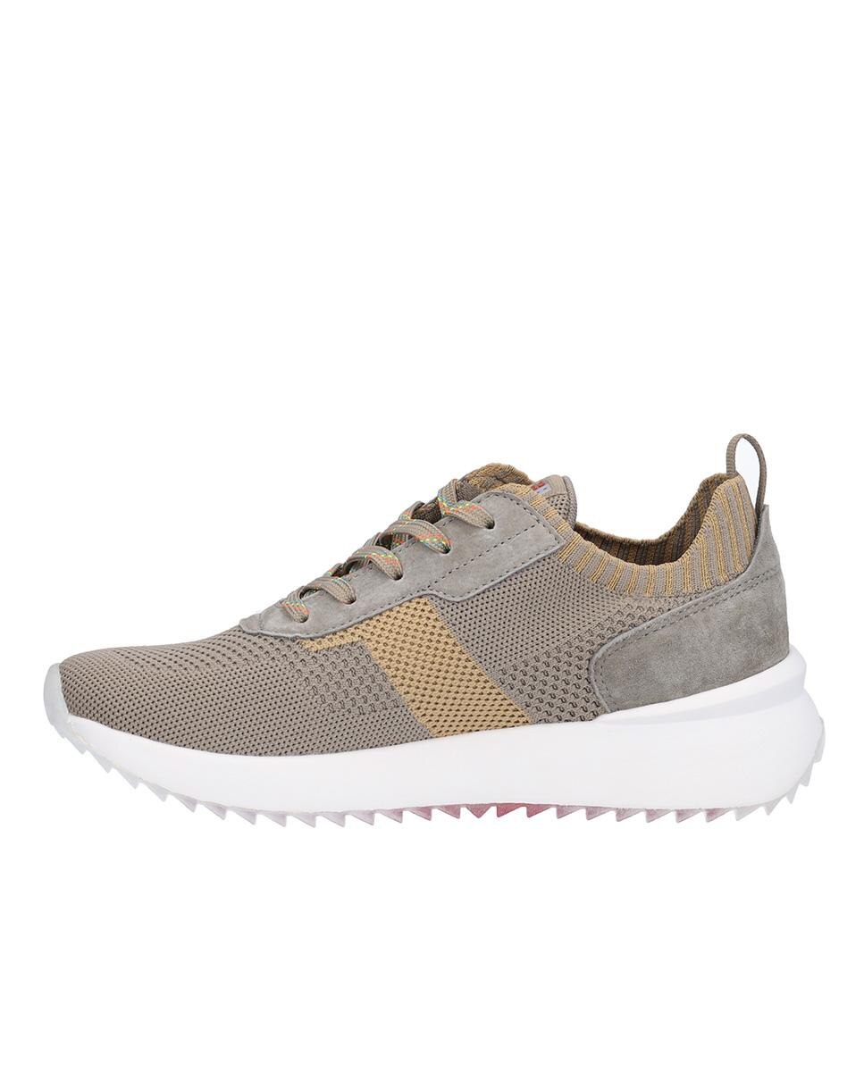 Zapatillas deportivas de mujer de piel troquelada con suela a contraste - Kangaroos - Kaki Kaki-4