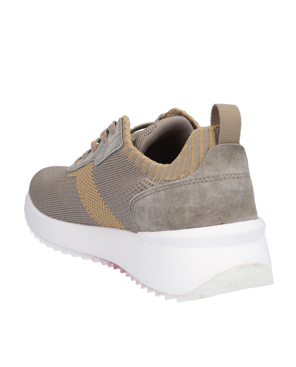 Zapatillas deportivas de mujer de piel troquelada con suela a contraste - Kangaroos - Kaki Kaki-5