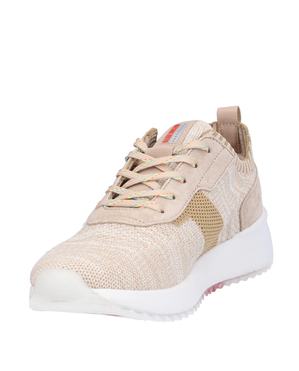 Zapatillas deportivas de mujer de piel troquelada con suela a contraste - Kangaroos - Beige Beige-2