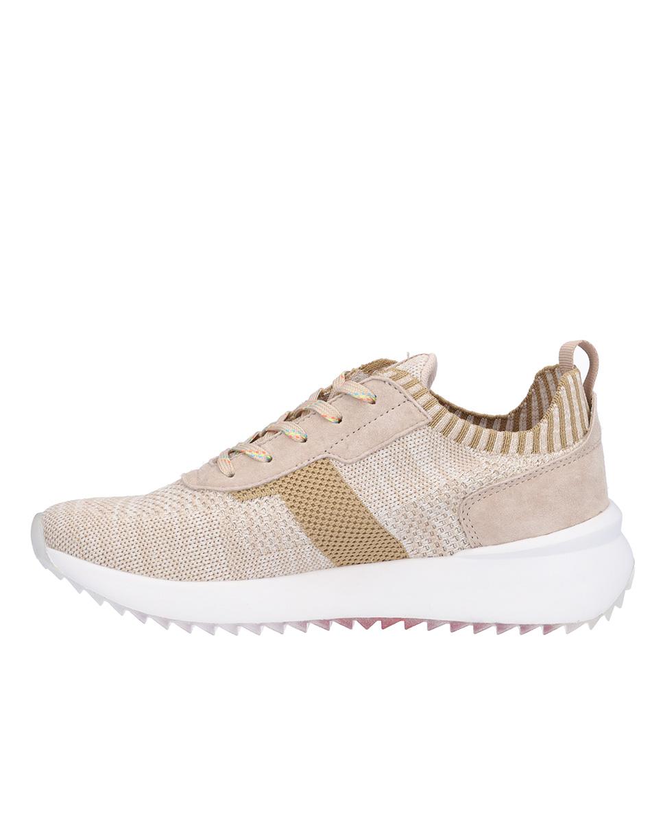 Zapatillas deportivas de mujer de piel troquelada con suela a contraste - Kangaroos - Beige Beige-4