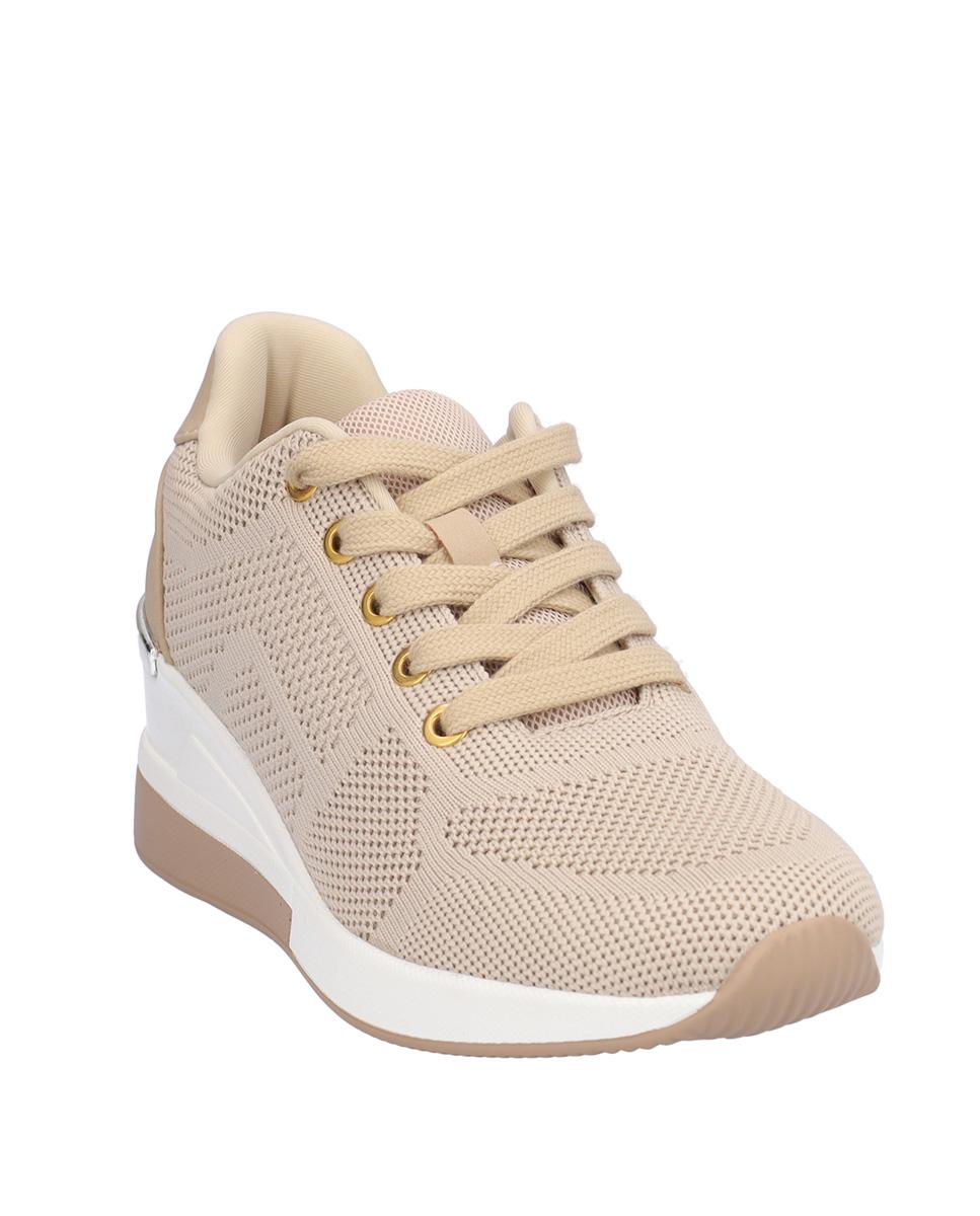 Zapatillas con cuña de mujer con cierre de cordones en liso - Kangaroos - Beige Beige-3