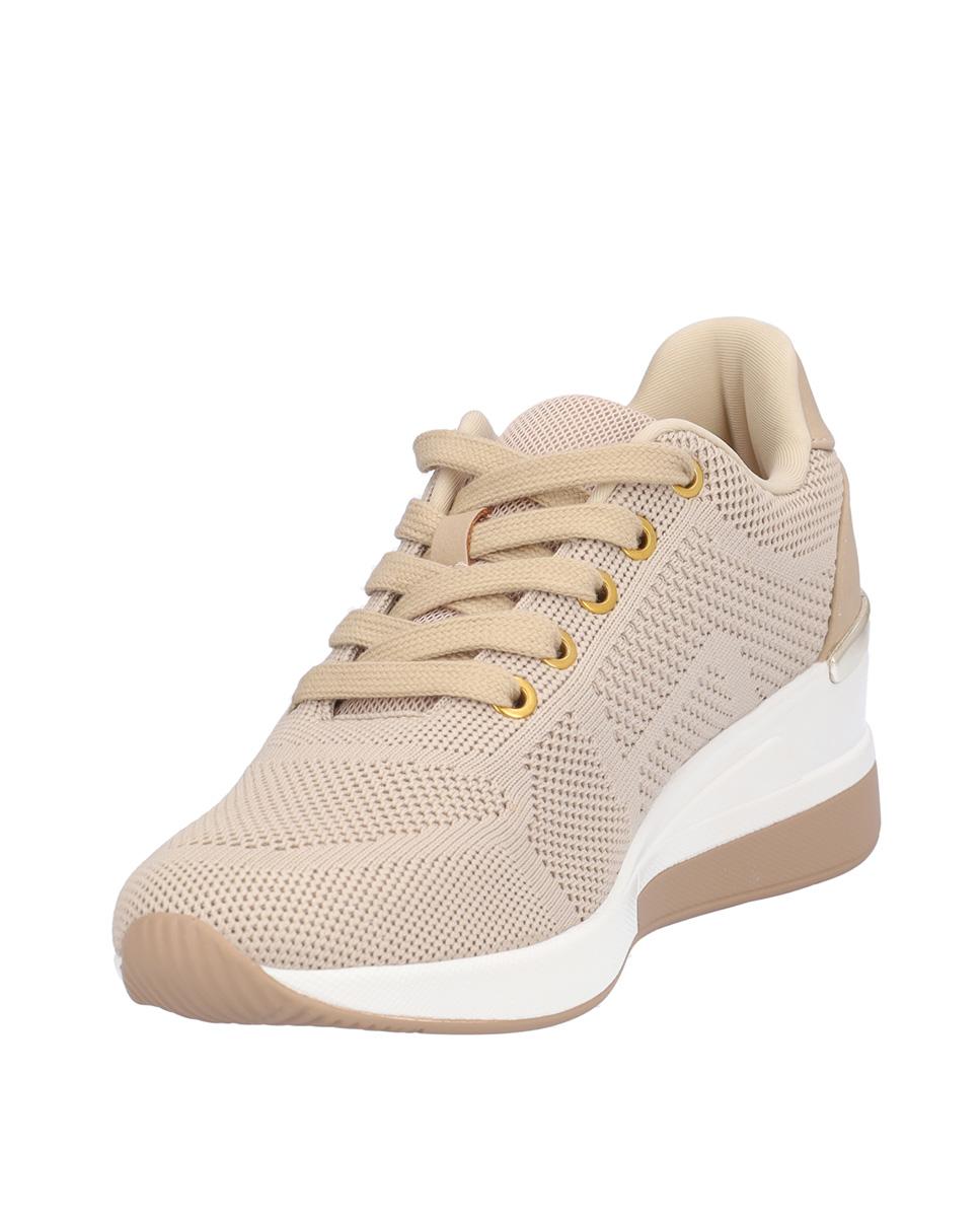Zapatillas con cuña de mujer con cierre de cordones en liso - Kangaroos - Beige Beige-2