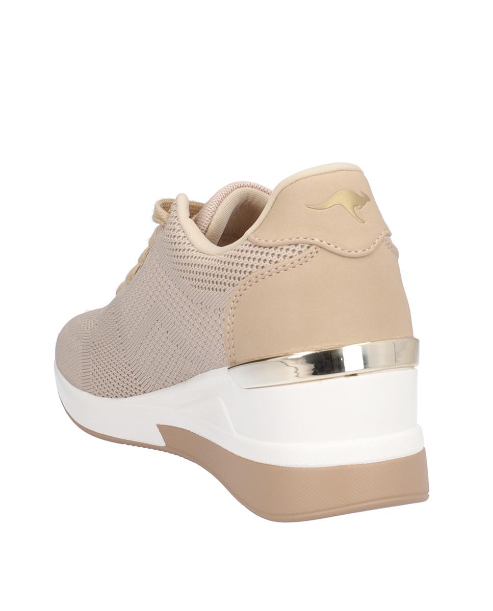 Zapatillas con cuña de mujer con cierre de cordones en liso - Kangaroos - Beige Beige-5