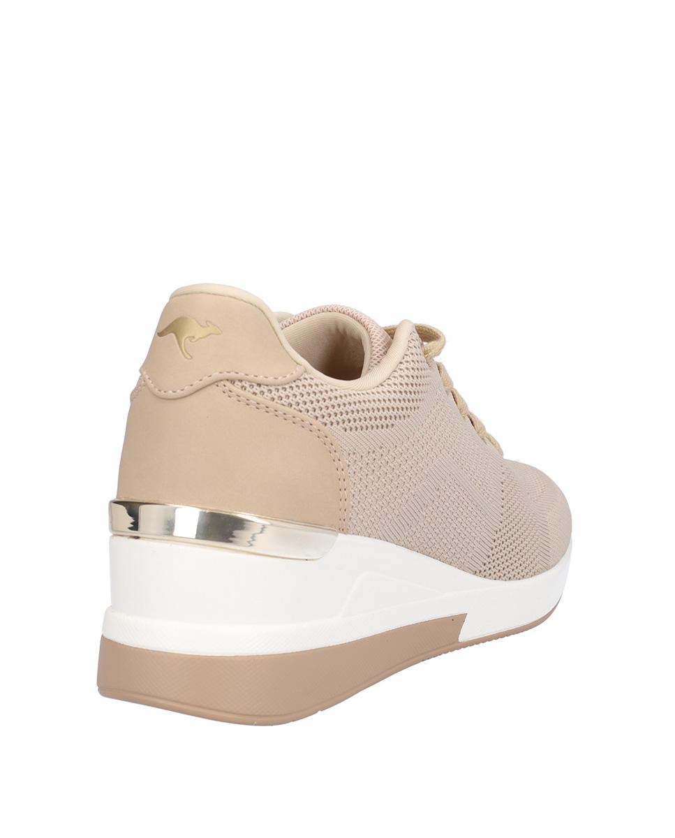 Zapatillas con cuña de mujer con cierre de cordones en liso - Kangaroos - Beige Beige-6