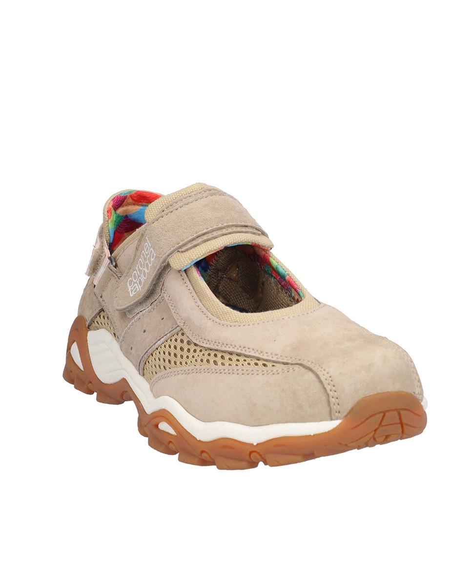 Zapatillas deportivas de mujer de piel con cierre adherente - Kangaroos - Beige Beige-3