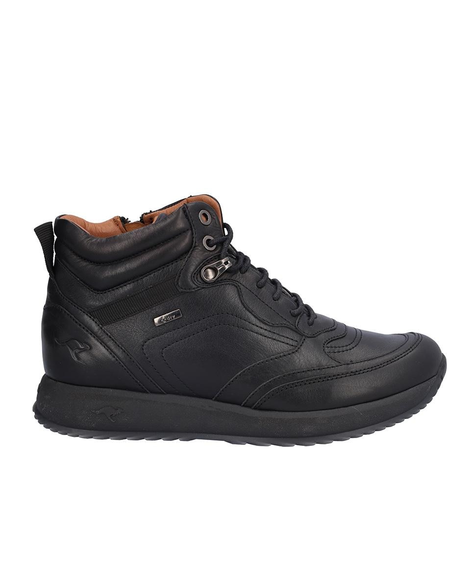 Botines básicos de mujer de piel estilo deportivos con pespuntes - Kangaroos - Negro Negro-1