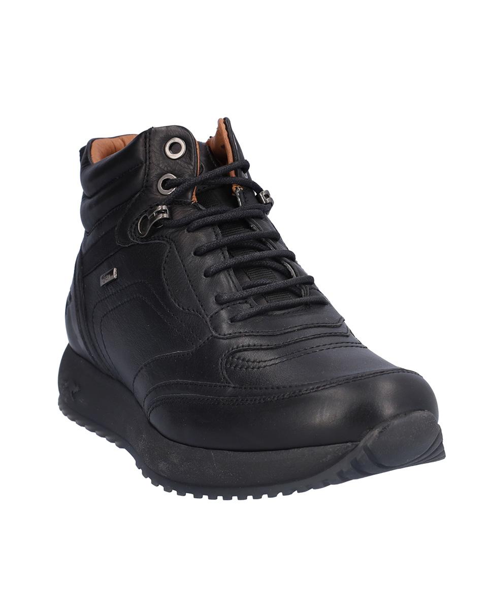 Botines básicos de mujer de piel estilo deportivos con pespuntes - Kangaroos - Negro Negro-4