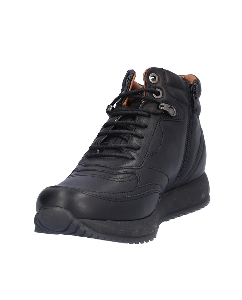 Botines básicos de mujer de piel estilo deportivos con pespuntes - Kangaroos - Negro Negro-3