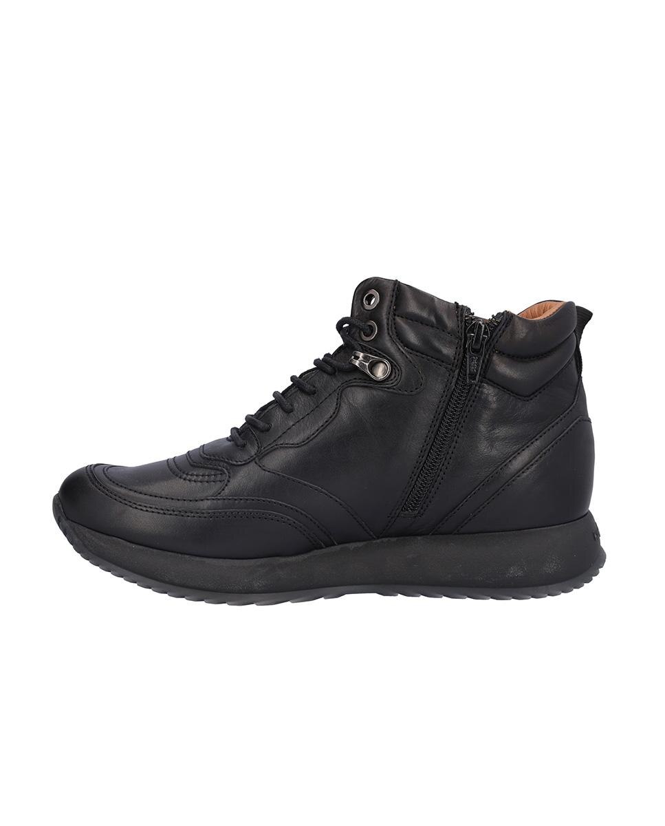 Botines básicos de mujer de piel estilo deportivos con pespuntes - Kangaroos - Negro Negro-5