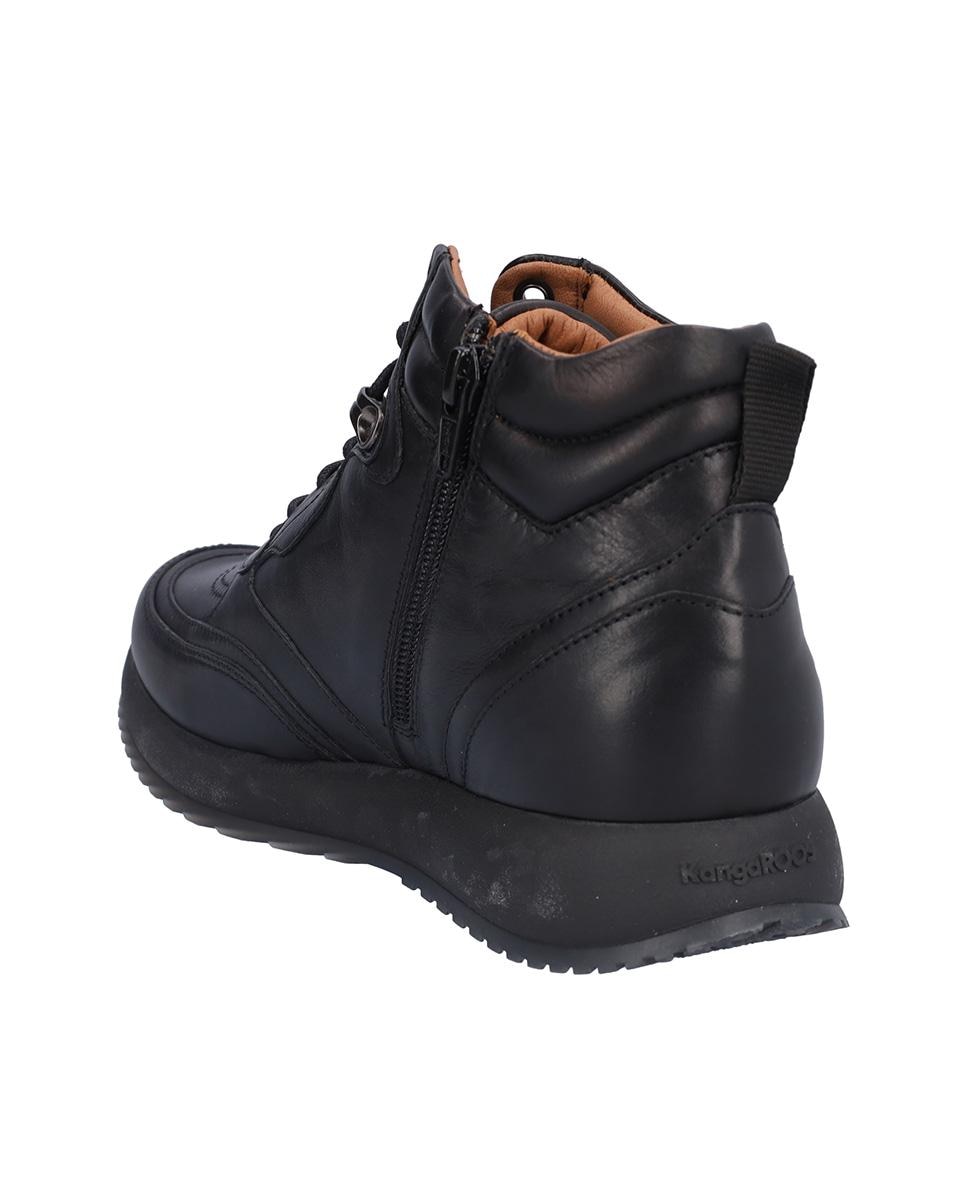 Botines básicos de mujer de piel estilo deportivos con pespuntes - Kangaroos - Negro Negro-6