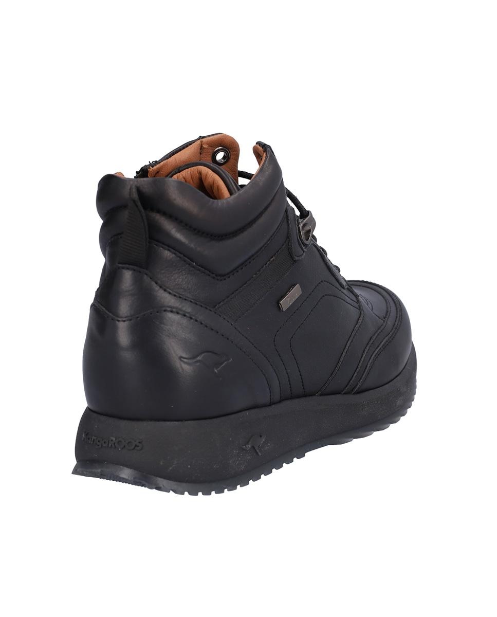 Botines básicos de mujer de piel estilo deportivos con pespuntes - Kangaroos - Negro Negro-2