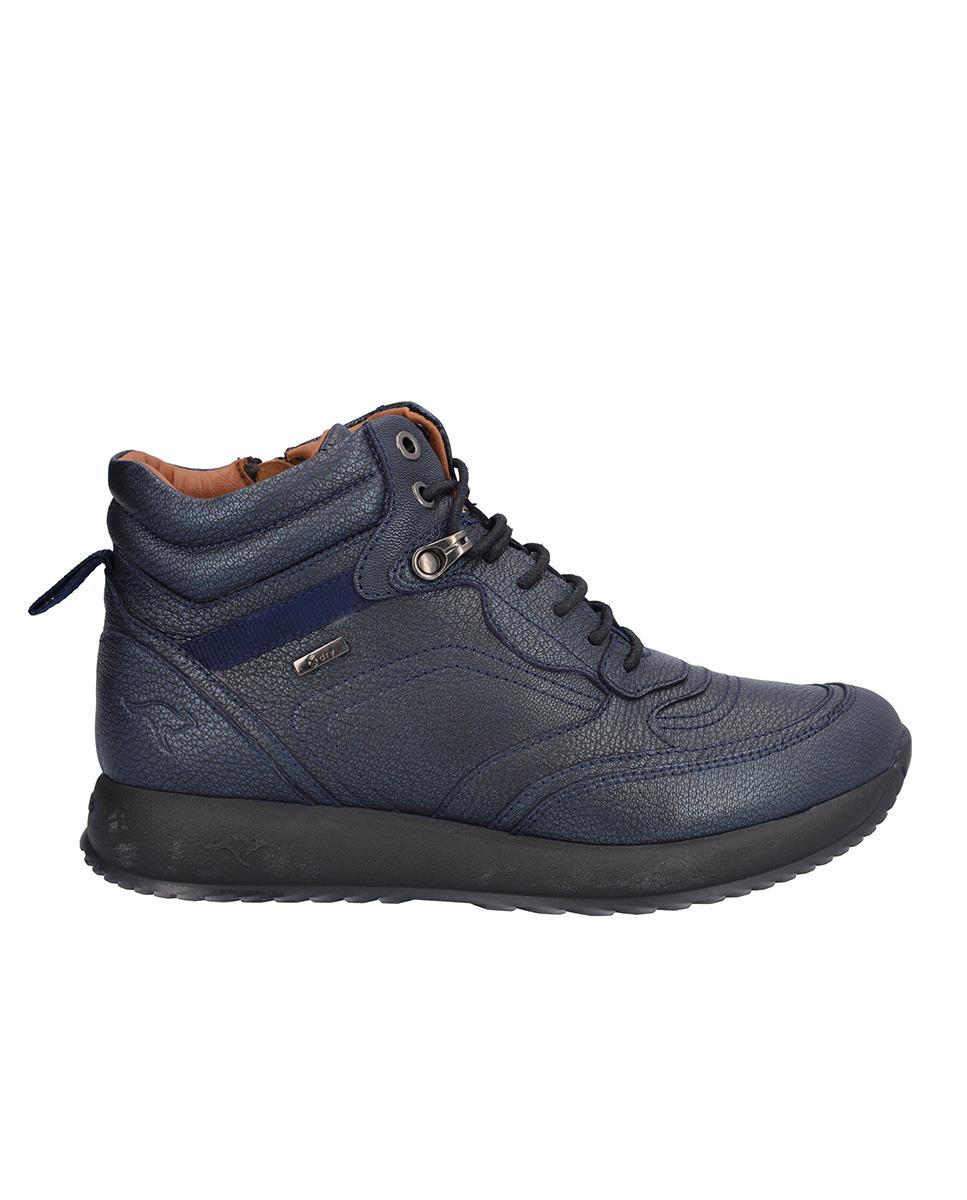 Botines básicos de mujer de piel estilo deportivos con pespuntes - Kangaroos - Azul marino Azul marino-1