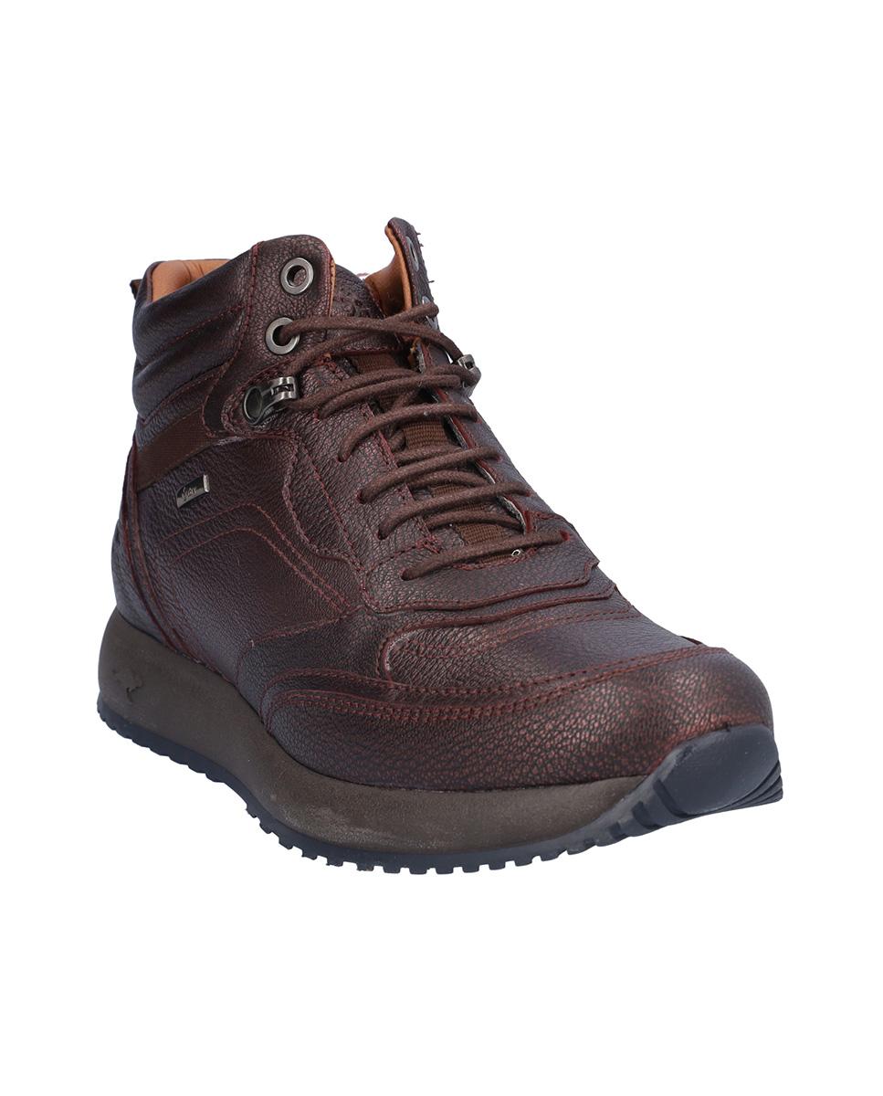 Botines básicos de mujer de piel estilo deportivos con pespuntes - Kangaroos - Burdeos Burdeos-3