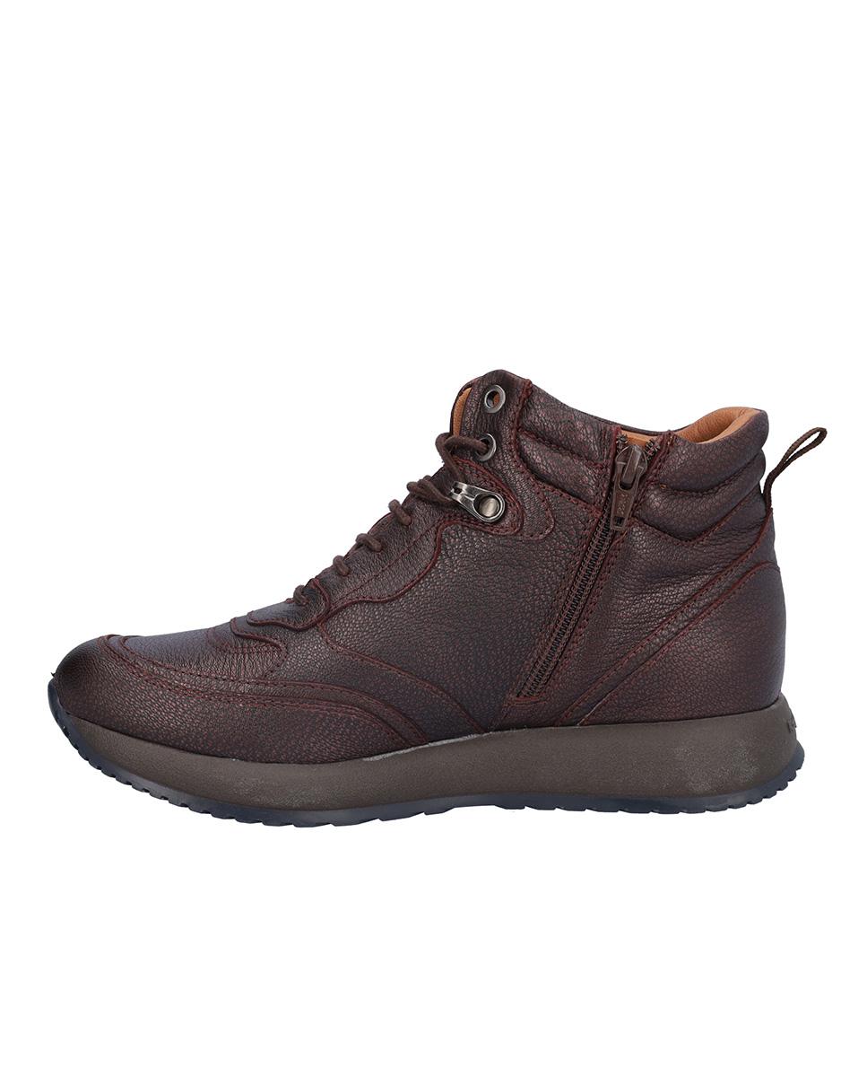 Botines básicos de mujer de piel estilo deportivos con pespuntes - Kangaroos - Burdeos Burdeos-4