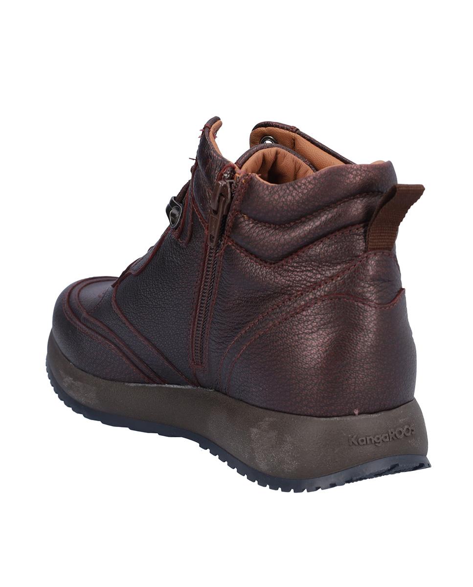 Botines básicos de mujer de piel estilo deportivos con pespuntes - Kangaroos - Burdeos Burdeos-5