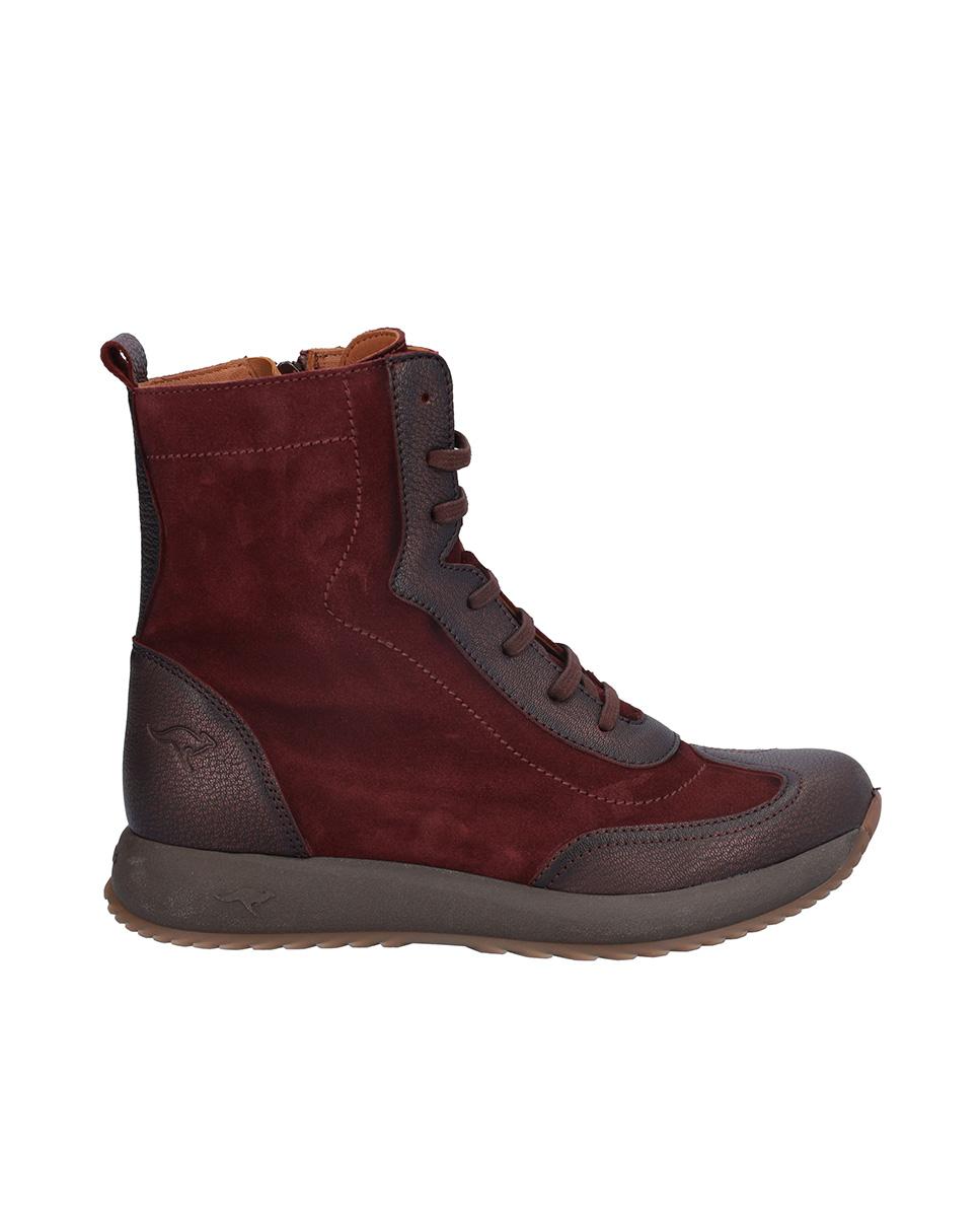 Botas básicas de mujer de piel con texturas - Kangaroos - Burdeos Burdeos-1