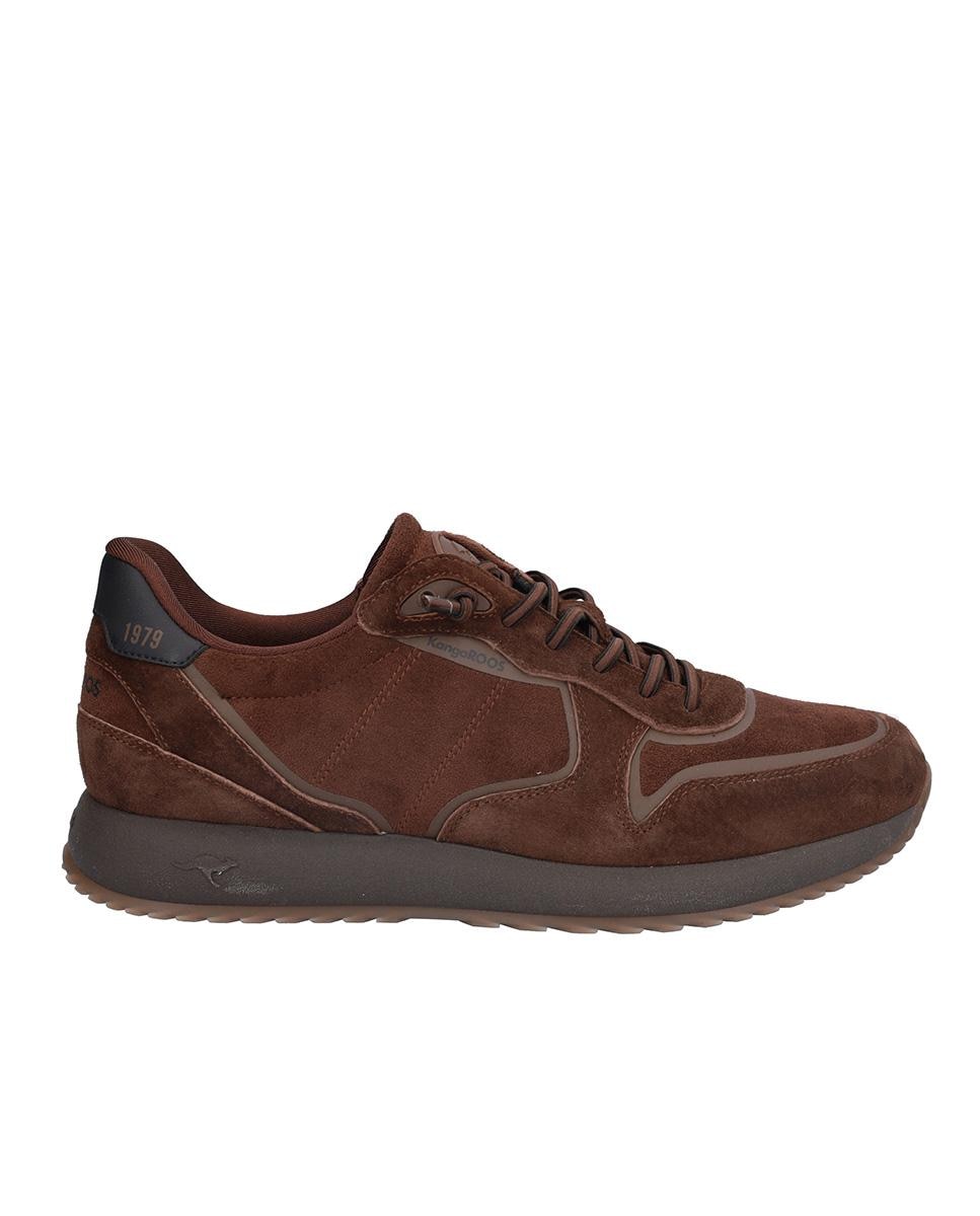 Zapatillas deportivas de hombre de piel con suela a contraste - Kangaroos - Marrón oscuro Marrón oscuro-1