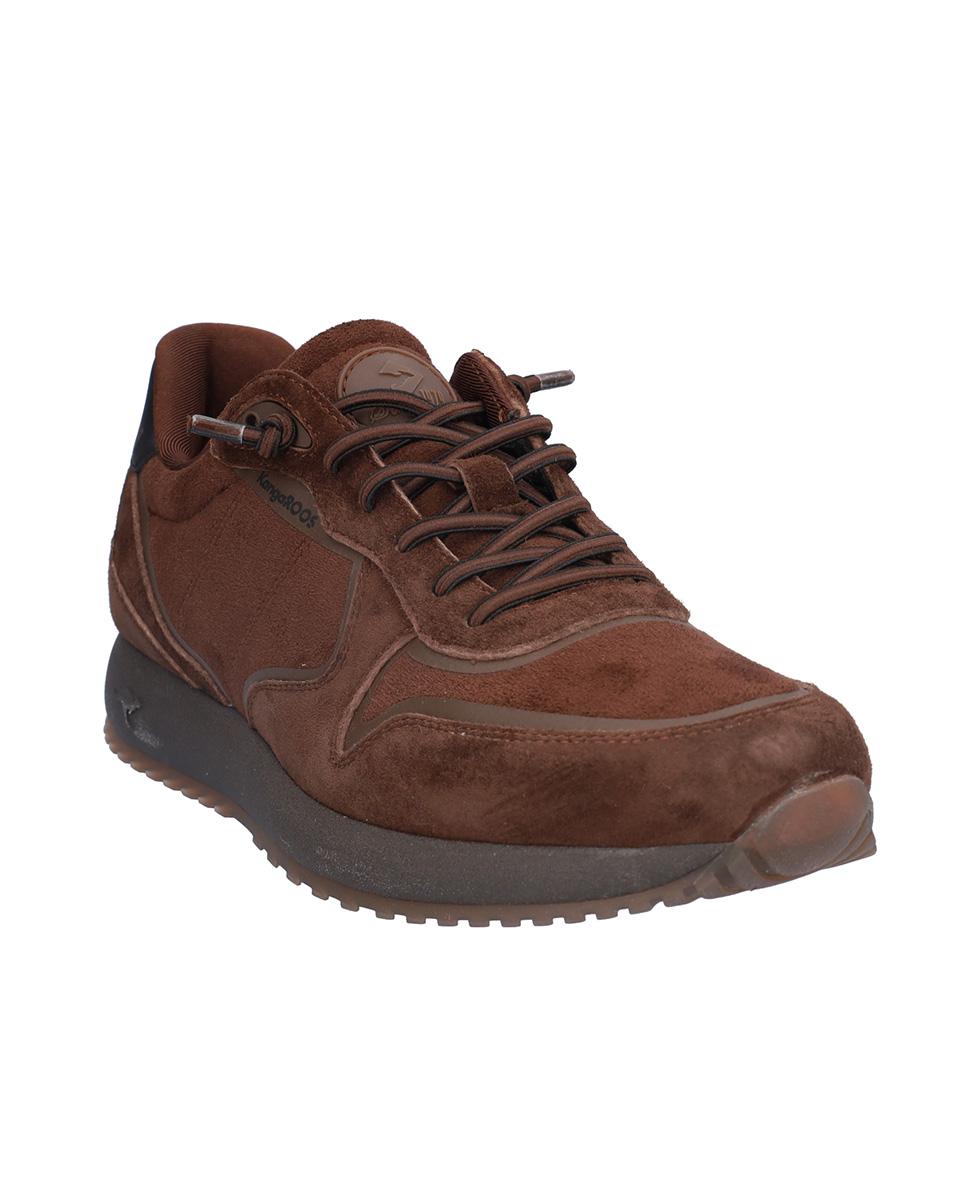Zapatillas deportivas de hombre de piel con suela a contraste - Kangaroos - Marrón oscuro Marrón oscuro-3