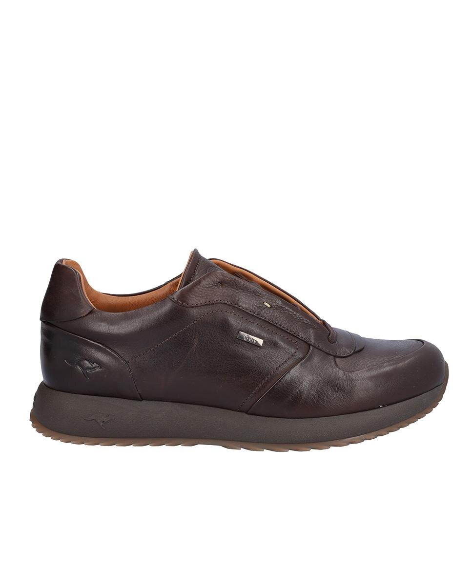 Imagen 0 de Zapatillas deportivas de hombre de piel con suela a contraste Marrón oscuro