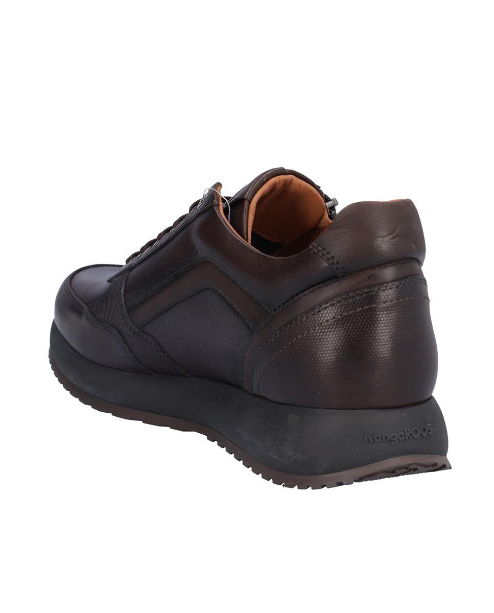 Zapatillas deportivas de hombre de piel con cierre de cordones - Kangaroos - Marrón oscuro Marrón oscuro-5
