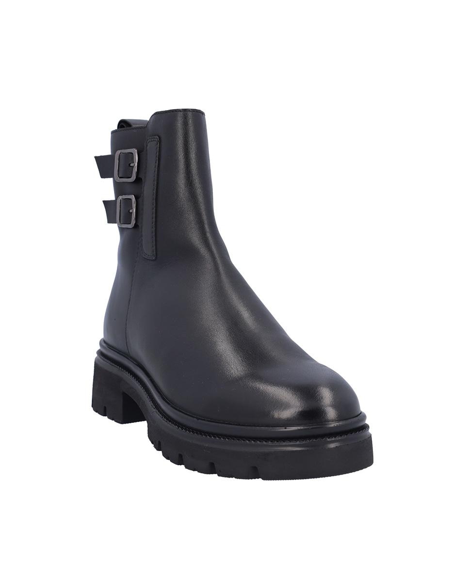 Botines básicos de mujer de piel con hebillas decorativas - Kangaroos - Negro Negro-3