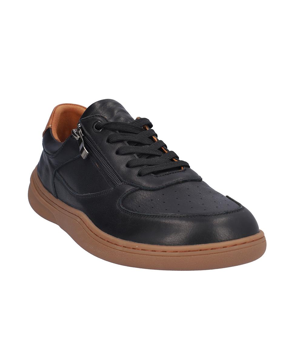 Zapatillas deportivas de hombre de piel en liso - Kangaroos - Negro Negro-3