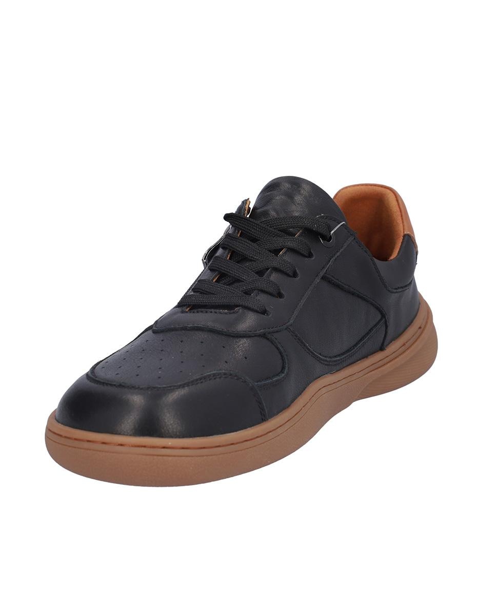 Zapatillas deportivas de hombre de piel en liso - Kangaroos - Negro Negro-2
