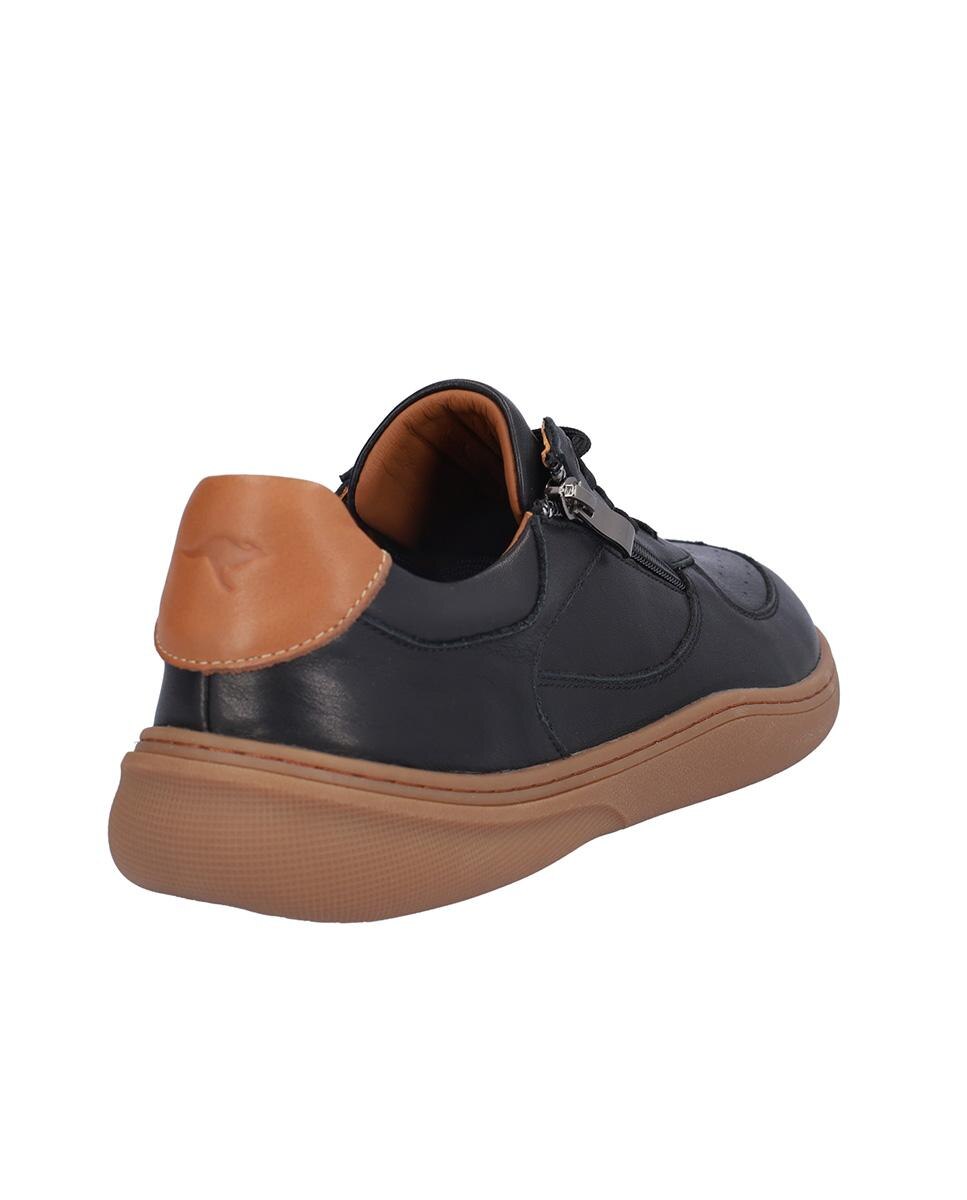 Zapatillas deportivas de hombre de piel en liso - Kangaroos - Negro Negro-6