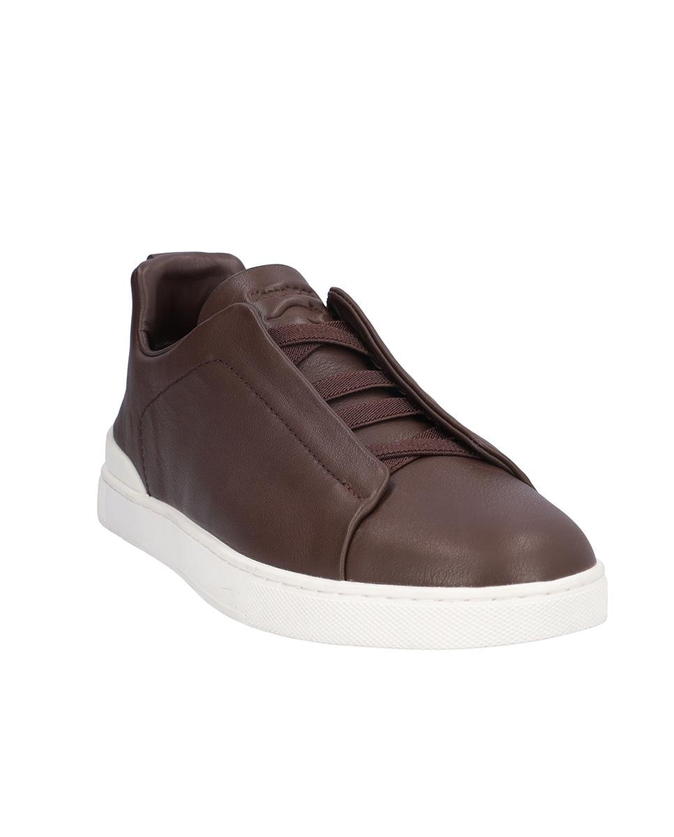 Zapatillas deportivas de hombre de piel en liso - Kangaroos - Marrón oscuro Marrón oscuro-3