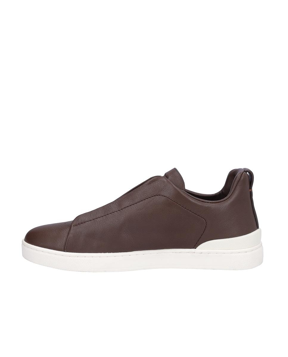 Zapatillas deportivas de hombre de piel en liso - Kangaroos - Marrón oscuro Marrón oscuro-4