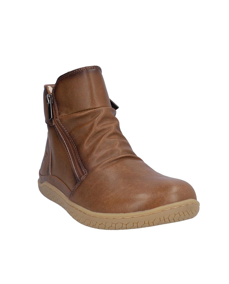 Botines básicos de mujer de piel con cierre de cremallera en liso - Kangaroos - Marrón Marrón-3