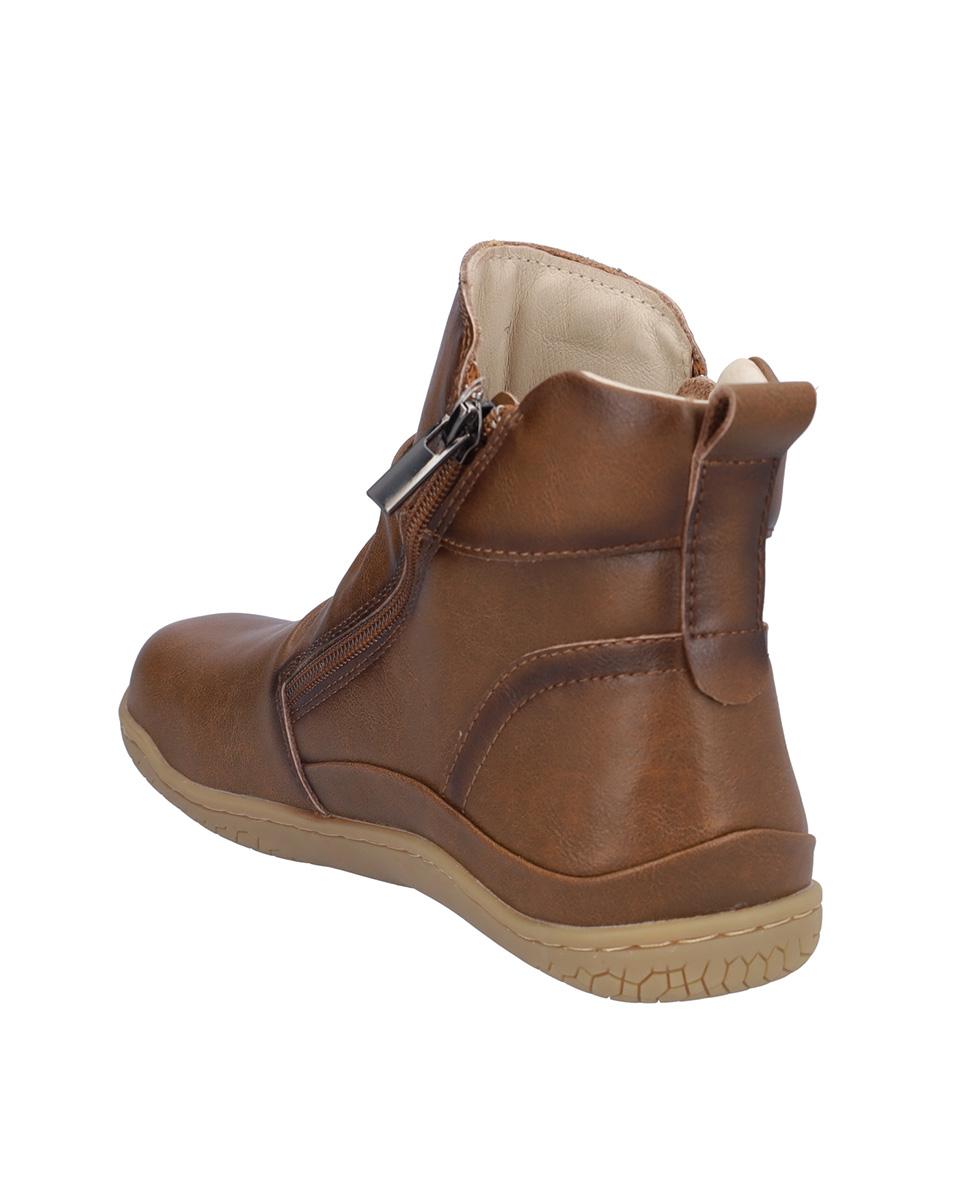 Botines básicos de mujer de piel con cierre de cremallera en liso - Kangaroos - Marrón Marrón-5