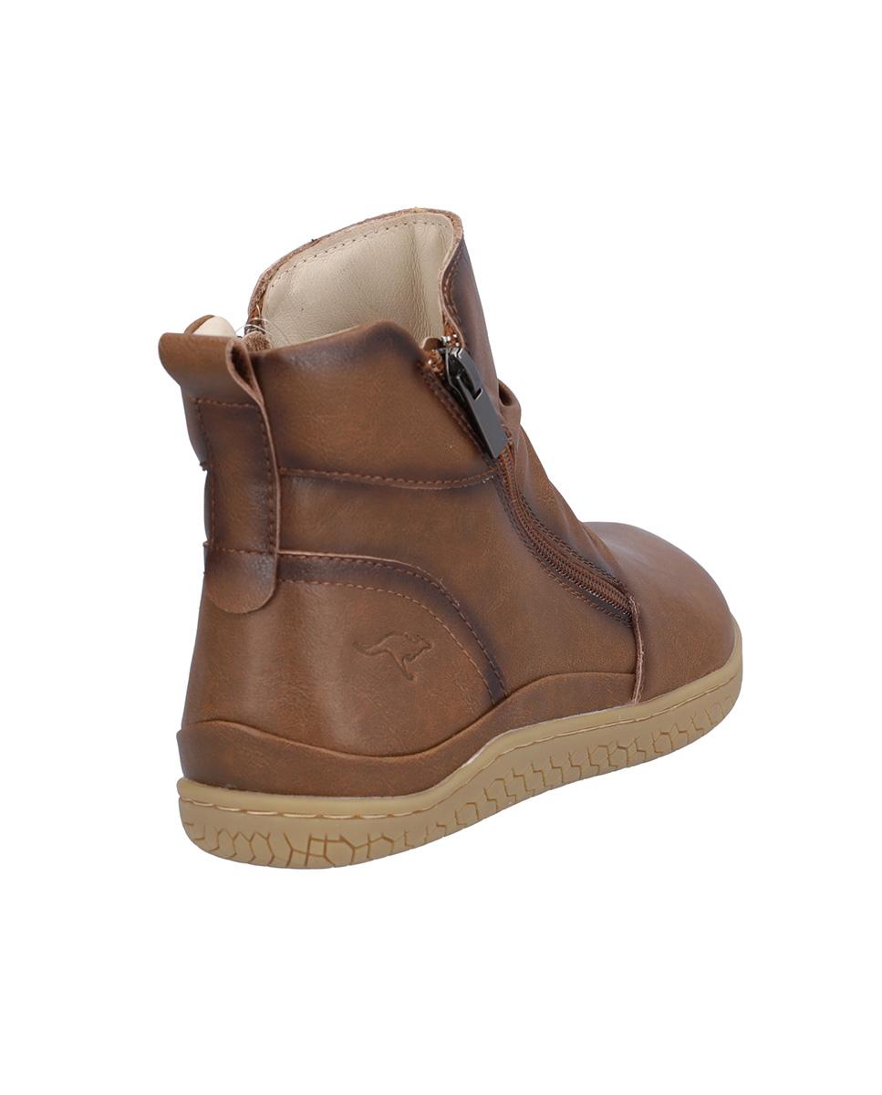 Botines básicos de mujer de piel con cierre de cremallera en liso - Kangaroos - Marrón Marrón-6