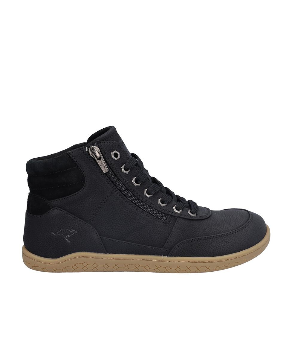 Botines básicos de mujer de piel con cierre de cordones y logotipo lateral pequeño - Kangaroos - Negro Negro-1