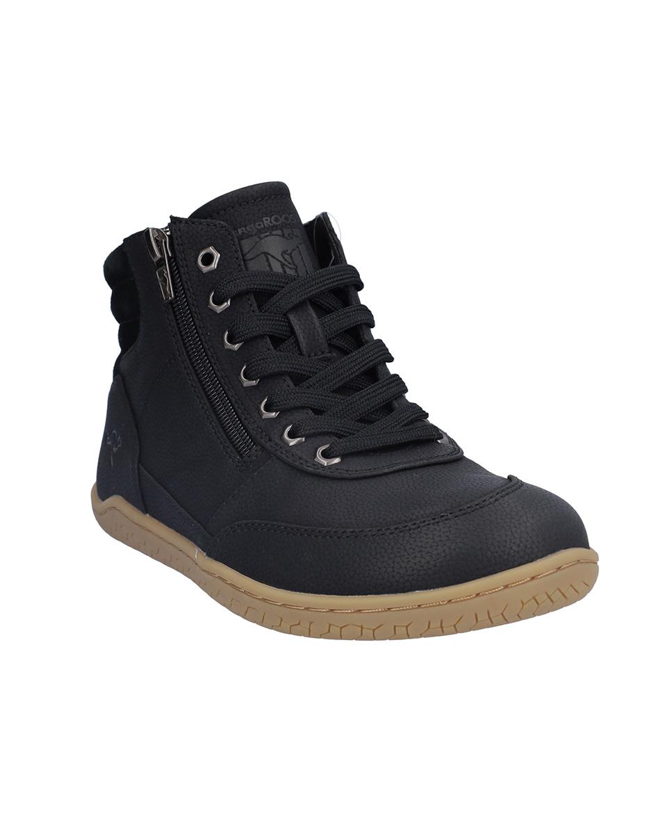Botines básicos de mujer de piel con cierre de cordones y logotipo lateral pequeño - Kangaroos - Negro Negro-3