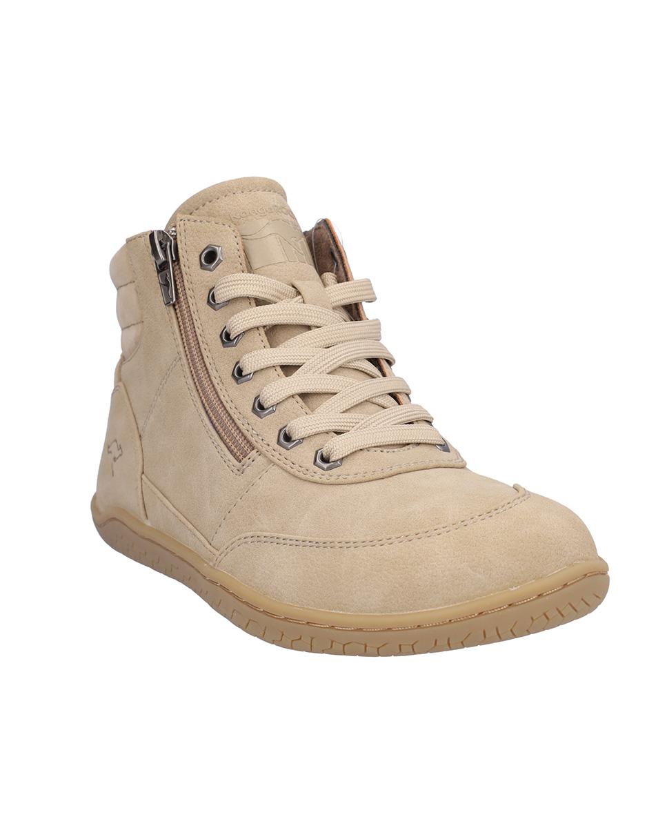 Botines básicos de mujer de piel con cierre de cordones y logotipo lateral pequeño - Kangaroos - Beige Beige-3