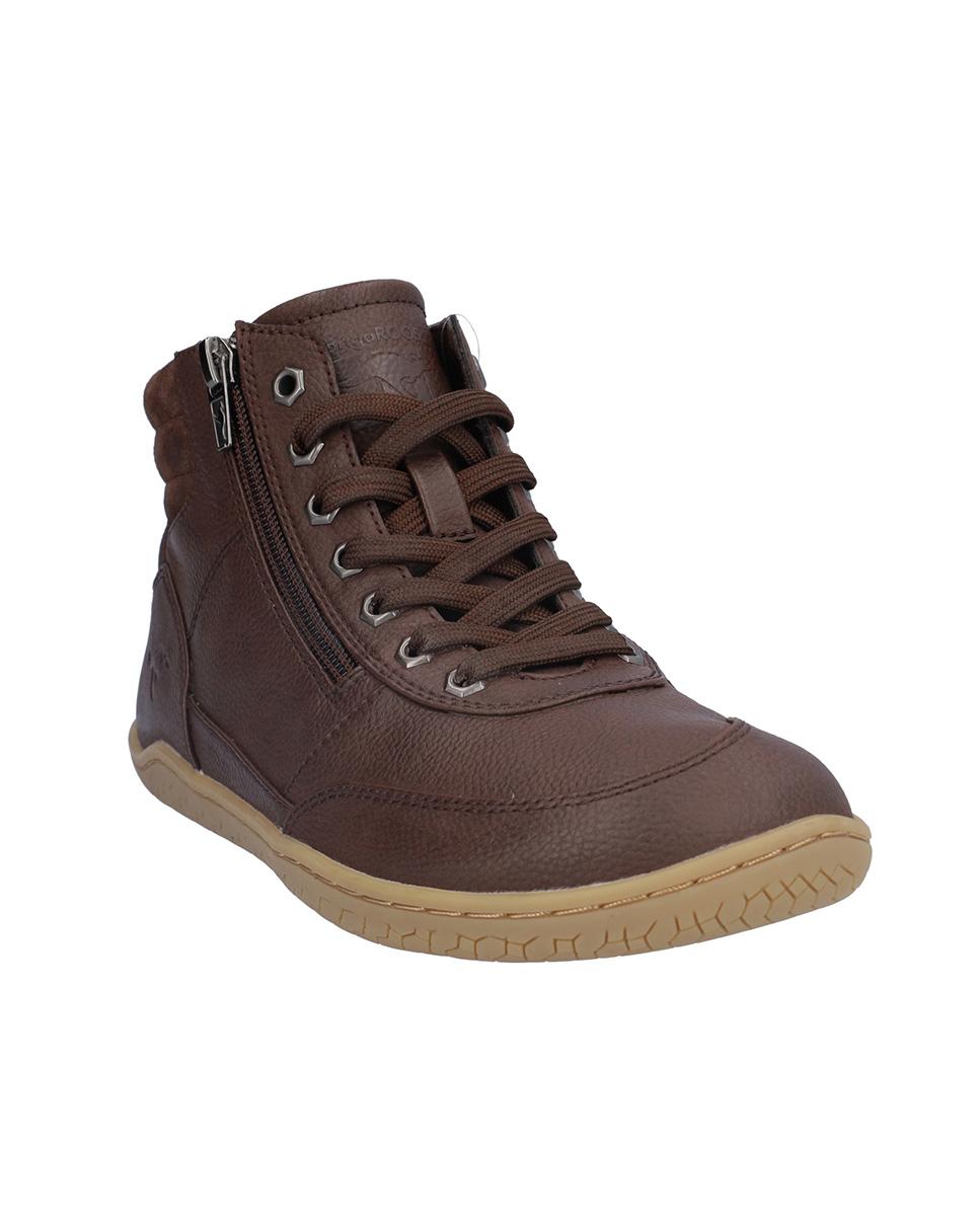 Botines básicos de mujer de piel con cierre de cordones y logotipo lateral pequeño - Kangaroos - Marrón oscuro Marrón oscuro-3